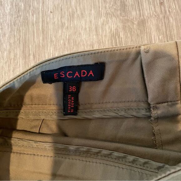 Escada Beige Cotton Flat Front Straight Trouser 6 - Picture 10 of 10